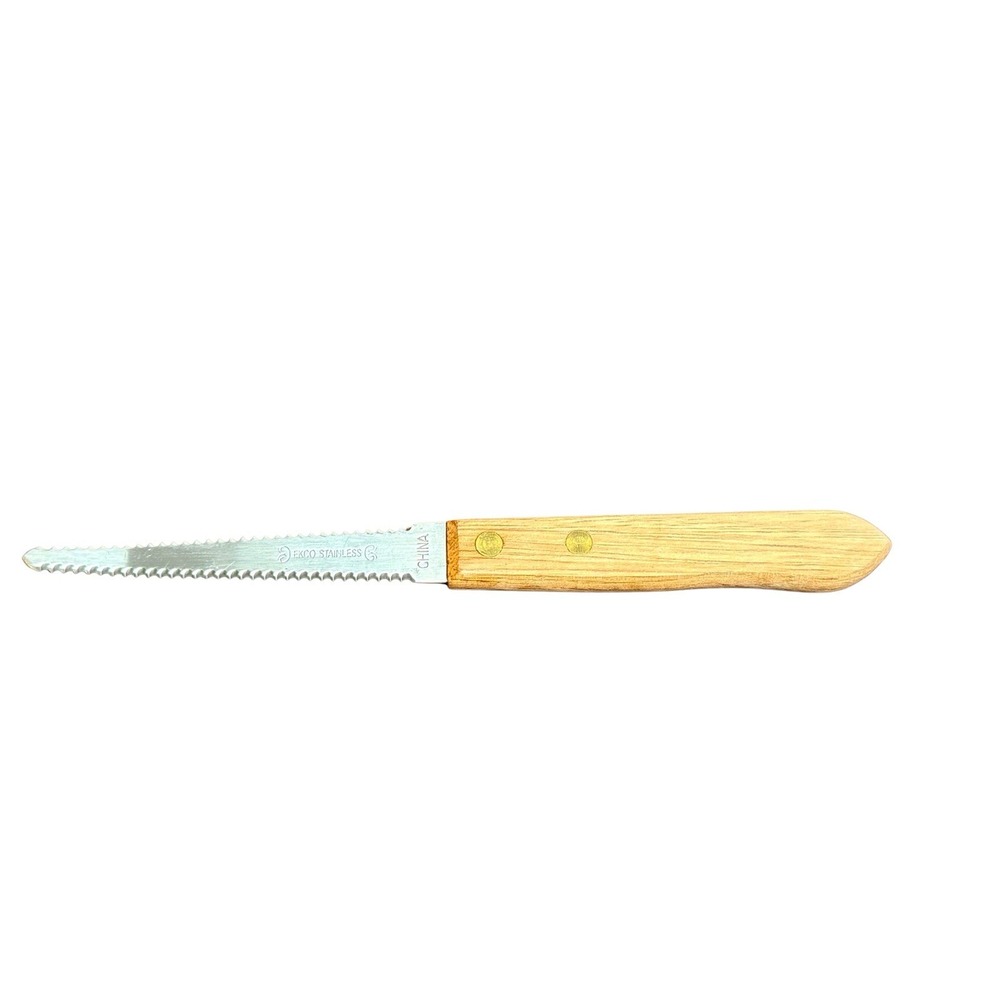 Ekco Stainless Steel Serrated Double Sided Blade Grapefruit Knife Wood Handle